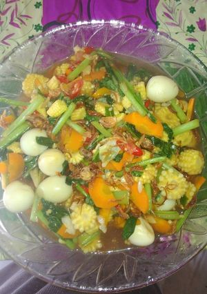 Foto resep Tumis putren,wortel,sawi dan telur puyuh