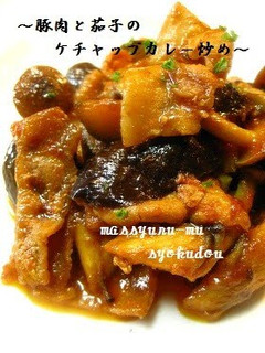 A picture of Pork & Eggplant Stir-Fry with Ketchup Curry Sauce.