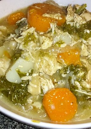 A picture of slow cooked chicken casserole.
