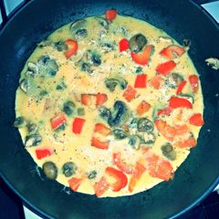 A picture of Mushroom n pepper omelette.
