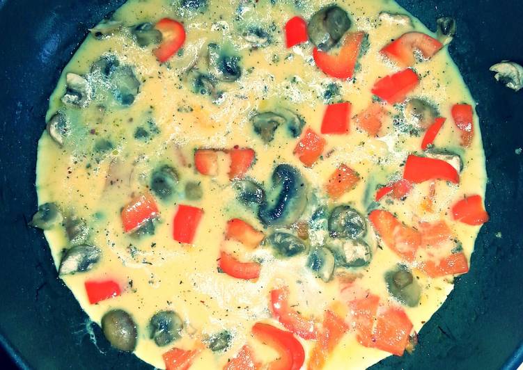 Step-by-Step Guide to Prepare Any-night-of-the-week Mushroom n pepper omelette