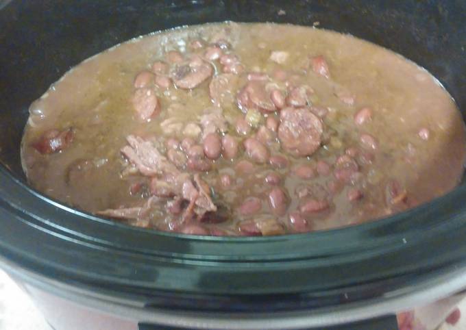 Slow CookRed beans with Andouille Sausages &  Smoke Neck bones
