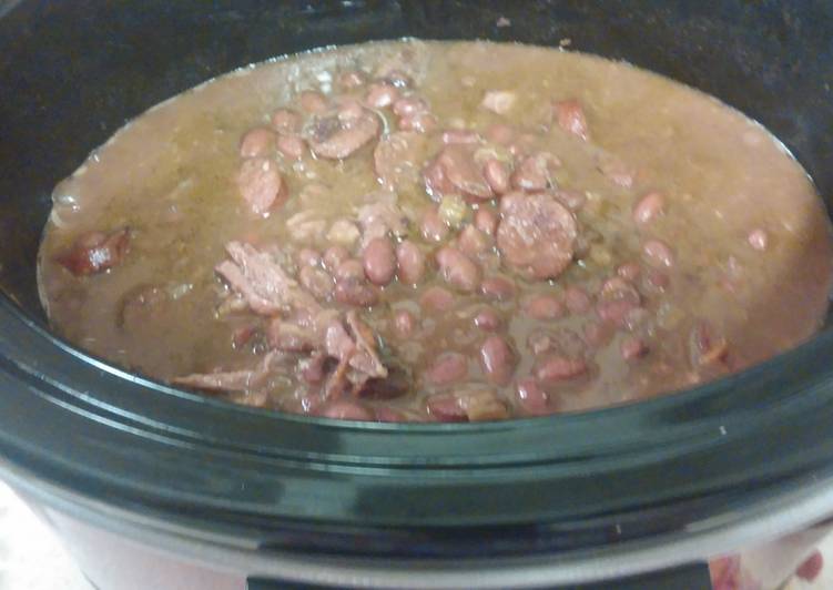 Easiest Way to Make Award-winning Slow CookRed beans with Andouille Sausages &amp;  Smoke Neck bones