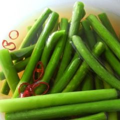 A picture of Garlic Shoots Asazuke, Lightly Pickled Vegetables.