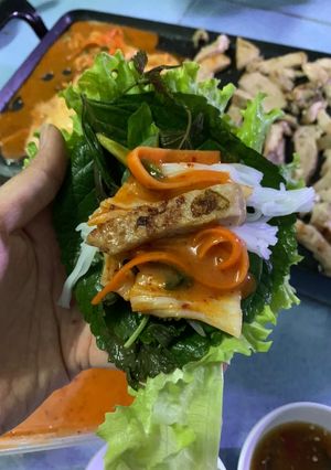 Hình của món Thịt ba rọi nướng kim chi.