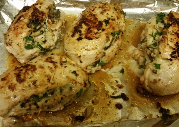 Simple Way to Make Quick Crab, Spinach, Mushroom, & Parmesan Chicken