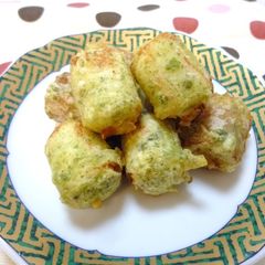 A picture of Cheesy Chikuwa Fried Isobe-Style.