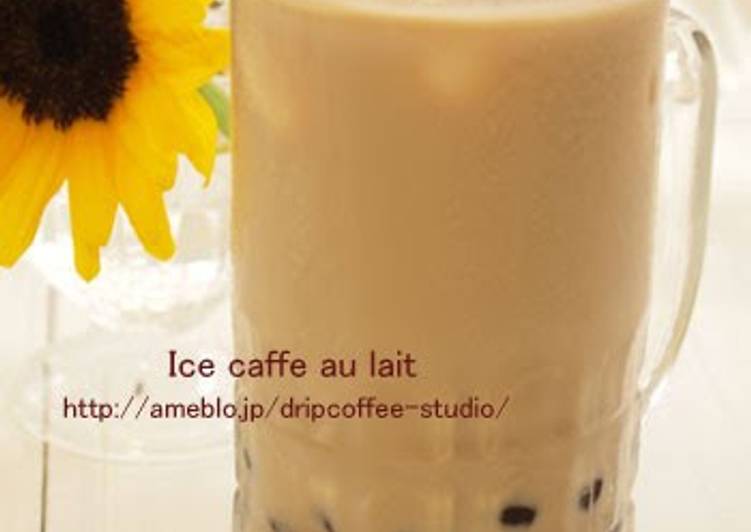 Iced Cafe au Lait with Black Tapioca