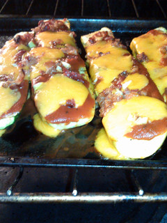 A picture of Zucchini. & squash pizzas.