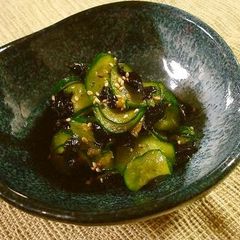 A picture of Cucumber and Korean Nori Seaweed Namul.