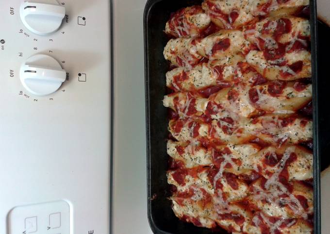 Shrimp stuffed shells with 4 cheese.