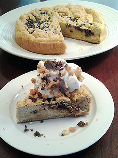 A picture of Flourless Peanut Butter Chip Cake.