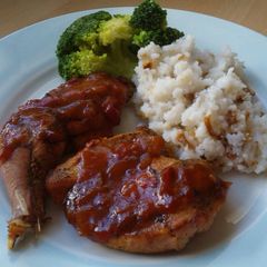 A picture of Vickys Devilled Pheasant with Onion Rice, GF DF EF SF NF.