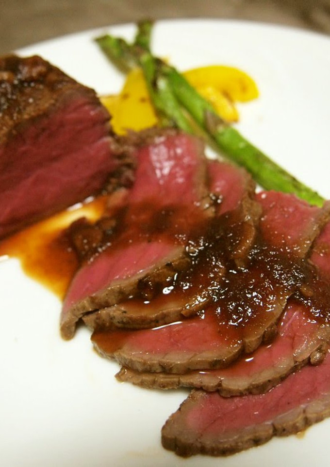 A picture of Simple Roast Beef with an Authentic Sauce.