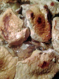 A picture of apple stuffed pork chops.