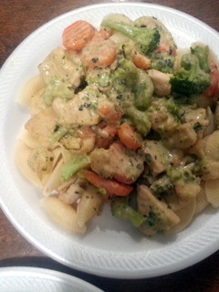 A picture of Chicken and Shrimp Broccoli Alfredo.