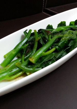 A picture of Chinese Brocoli With Wasabi Sauce.