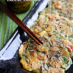 A picture of Cheese Jeon with Shio-kombu and Pork.
