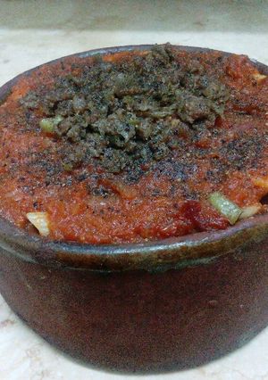 صورة لوصفة طاجن مكرونه باللحمه المفرومه