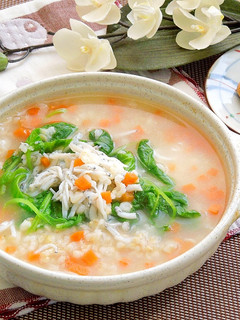 魩仔魚莧菜糙米粥 快速、健康 的食譜成品照片