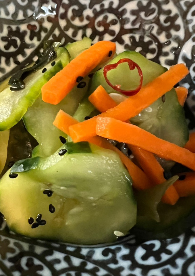 A picture of Cucumber 🥒 Wakame Seaweed Salad.