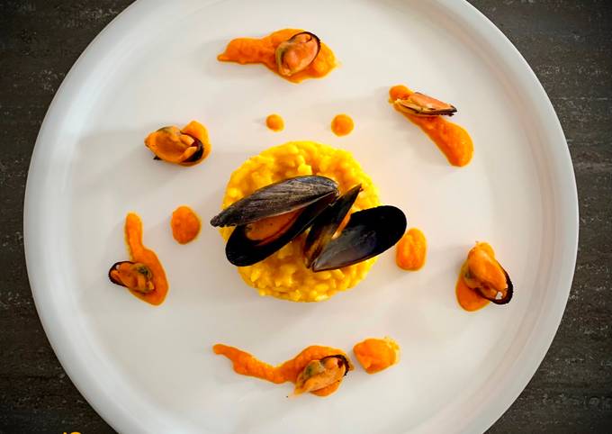 RISOTTO CAROTE, ZAFFERANO E COZZE