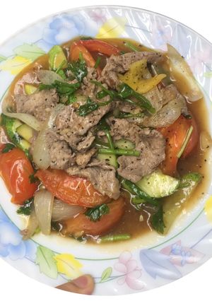Hình của món Thịt bê xào chua ngọt.