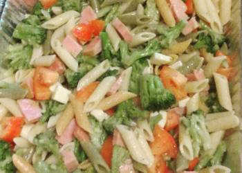 Fast Cooking Methods My Famous Tri Color Pasta  salad with Ham and Cheese and Veggies Yummy