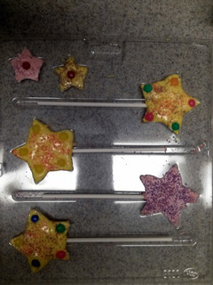 A picture of chocolate confetti pops.