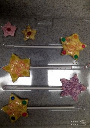 A picture of chocolate confetti pops.