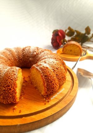 عکسی از دستور کیک پوره هلوی کنجدی🍑(روز زن) در توستر