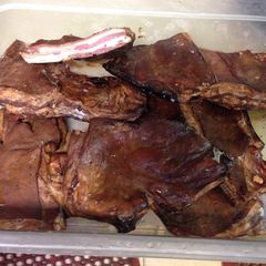 A picture of Molasses garlic Lamb bacon.