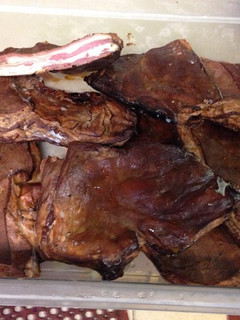 A picture of Molasses garlic Lamb bacon.