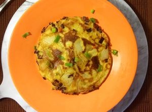 Foto de Fritada de levain, grão-de-bico, batata e cebolinha