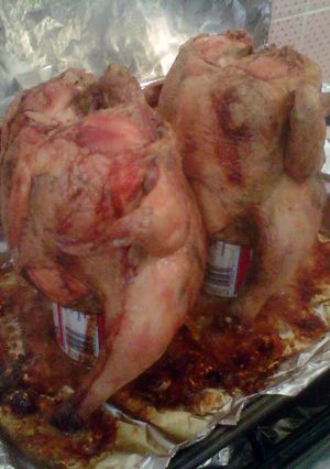 A picture of Beer can Chicken.
