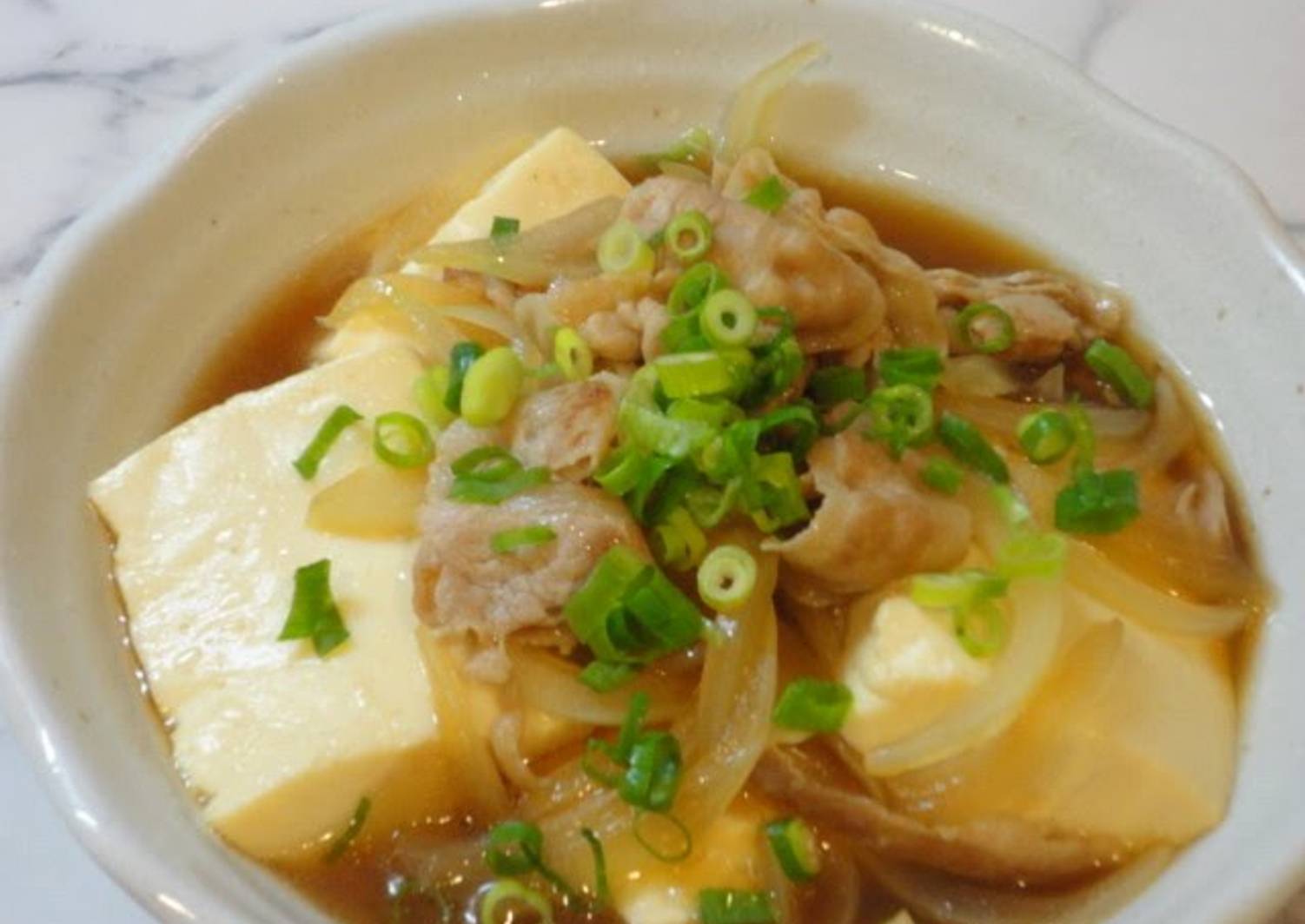 Simmered Tofu and Pork Belly Slices Recipe by cookpad.japan - Cookpad