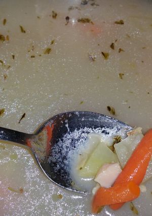 A picture of Rhode Island Style Clam Chowder (made inland, no dairy).