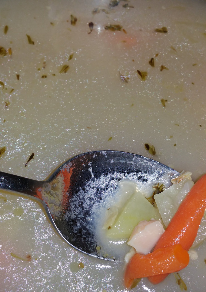 A picture of Rhode Island Style Clam Chowder (made inland, no dairy).