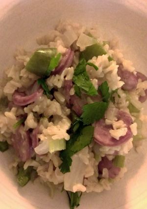 A picture of Dirty Rice With Andouille Sausage.