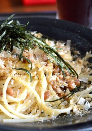 A picture of Easy Natto & Bonito Flake Pasta Lunch.