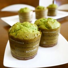 A picture of Matcha Tea Muffins Using Pancake Mix.