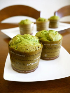 A picture of Matcha Tea Muffins Using Pancake Mix.