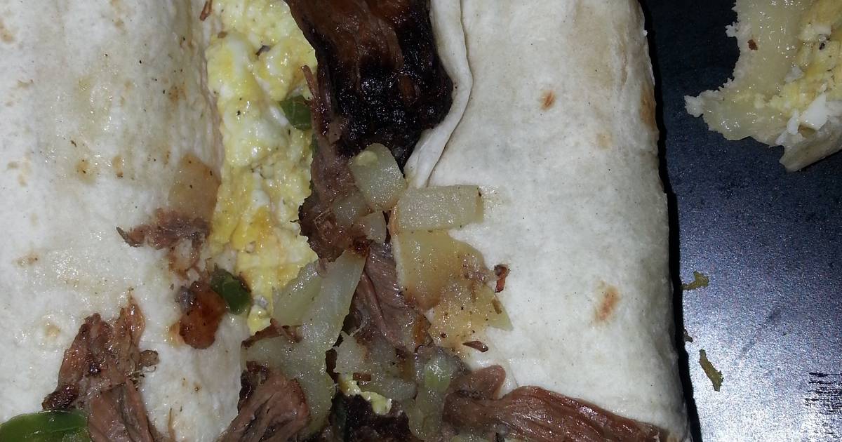 Left over roast beef breakfast burrito Recipe by Ace. G Cookpad