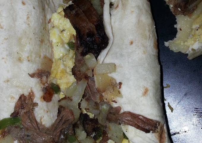 Recipe: Delicious Left over roast beef breakfast burrito