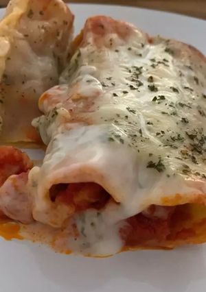 Una foto de Canelones con zanahoria y verduras varias