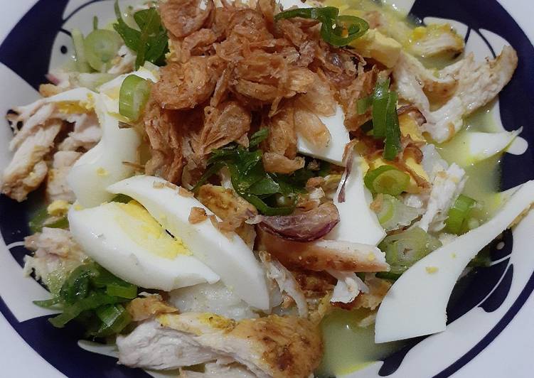 Bubur ayam kuah kuning (rice cooker)