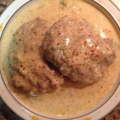 A picture of TurkeyBurger Steaks And Gravy.
