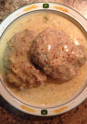 A picture of TurkeyBurger Steaks And Gravy.