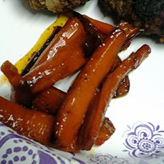 A picture of Pan roasted carrot sticks stove top.
