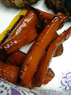 A picture of Pan roasted carrot sticks stove top.